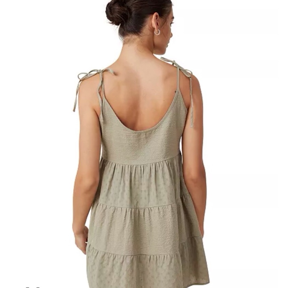Cotton-On Women’s 12 New Sage Green Tie Strap Lightweight Mini Tiered Dress NWT - Picture 4 of 16